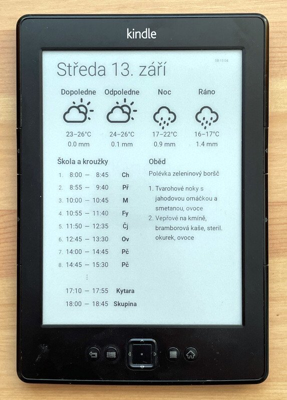 Kindle nám teď slouží jako takový lepší kalendář